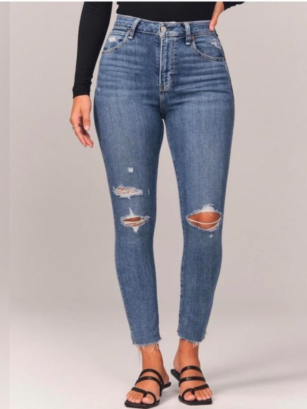 Abercrombie Super Skinny Ankle High-Rise Distressed Jeans